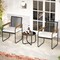 3-Piece Outdoor Bistro Set with Black PE Rattan Chairs and Off-White Cushions Include Glass Table